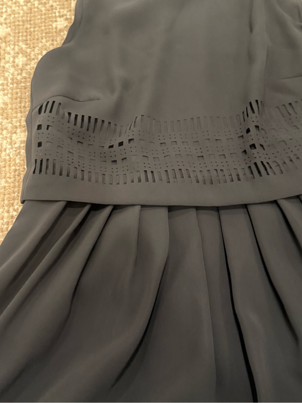 Black Laser-Cut Sleeveless Dress